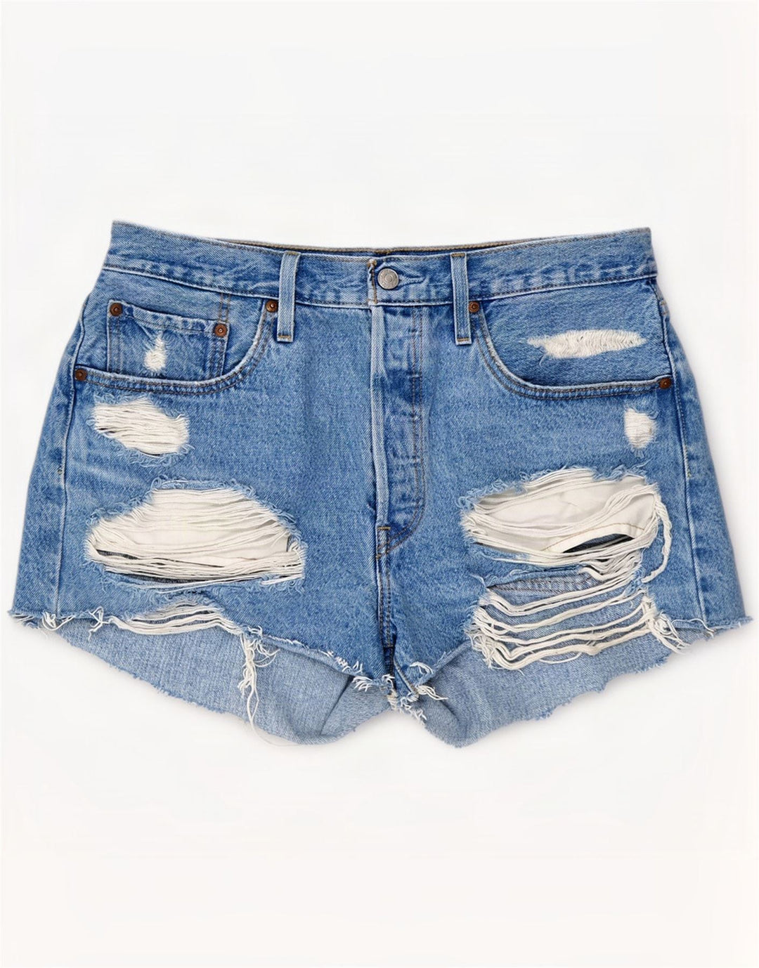 Levi's Short 501 Distressed Denim W31 Femme Bleu Moyen Coton