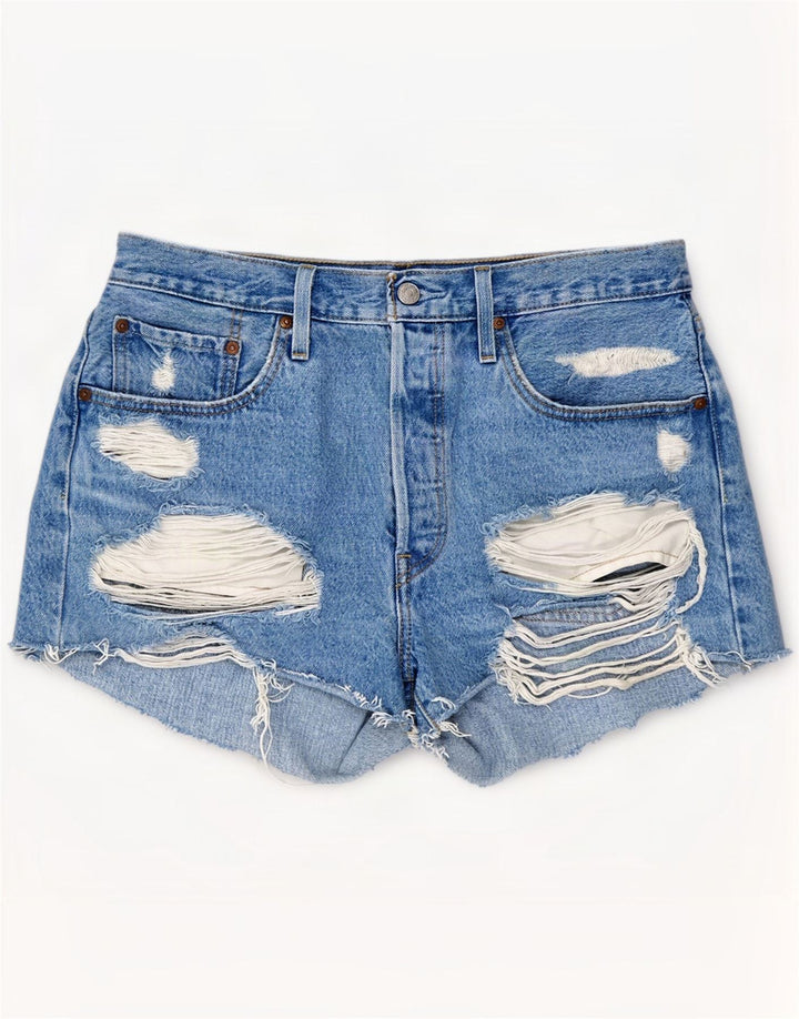Levi's Short 501 Distressed Denim W31 Femme Bleu Moyen Coton