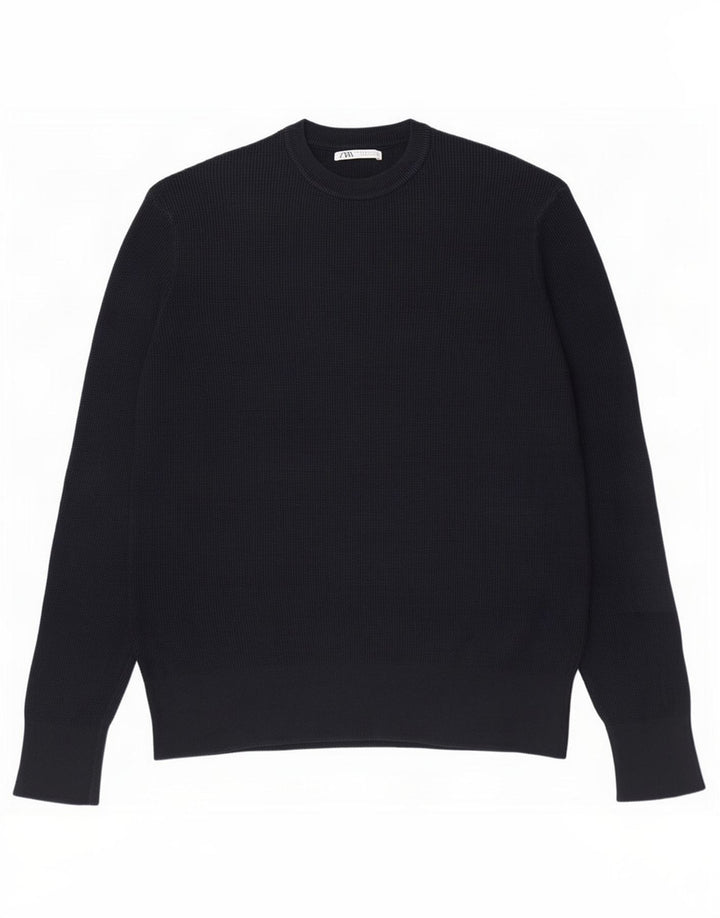 Zara Pull Col Ras Du Cou Homme Bleu Marine Moyen