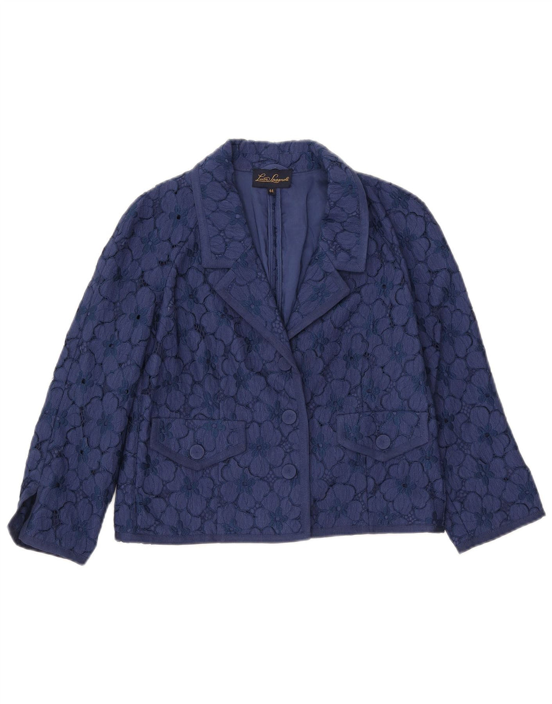 LUISA SPAGNOLI Veste blazer courte à manches 3/4 pour femme IT 44 Bleu marine moyen