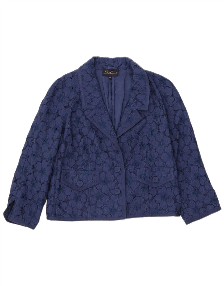 LUISA SPAGNOLI Veste blazer courte à manches 3/4 pour femme IT 44 Bleu marine moyen