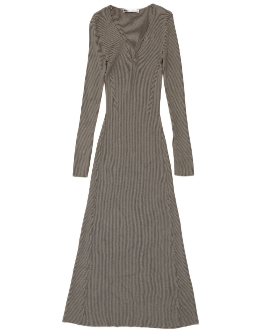 Zara Femme Maxi Robe Pull UK 8 Petit Gris Viscose