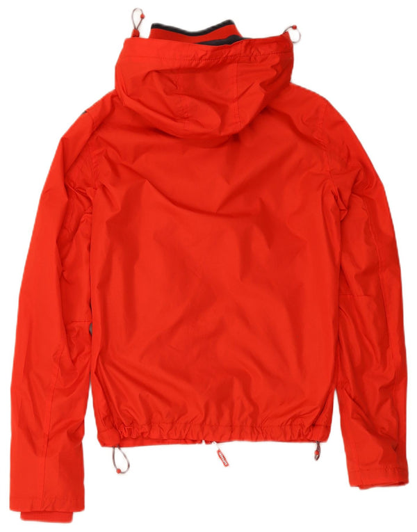 SUPERDRY Veste de pluie à capuche graphique pour femme UK 6 XS Rouge Polyester