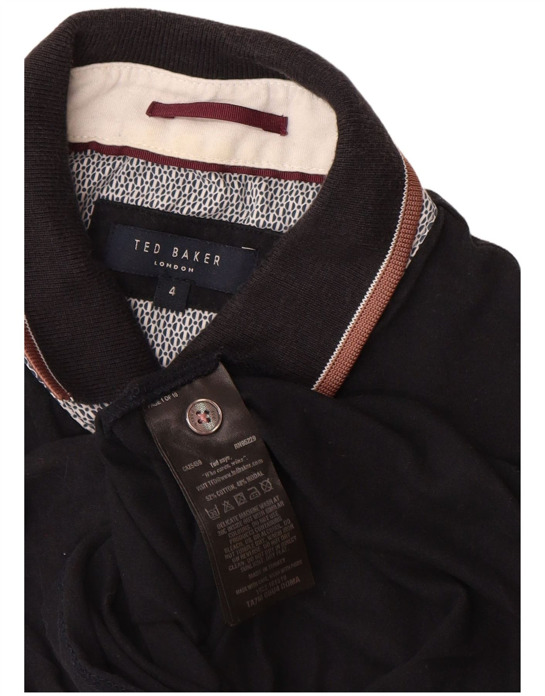 Ted Baker Polo Homme Taille 4 Grand Coton Noir