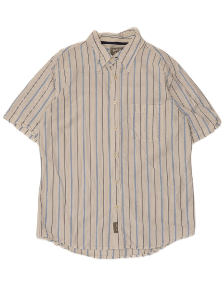 Fila Chemise à manches courtes pour hommes Large White Pinstripe