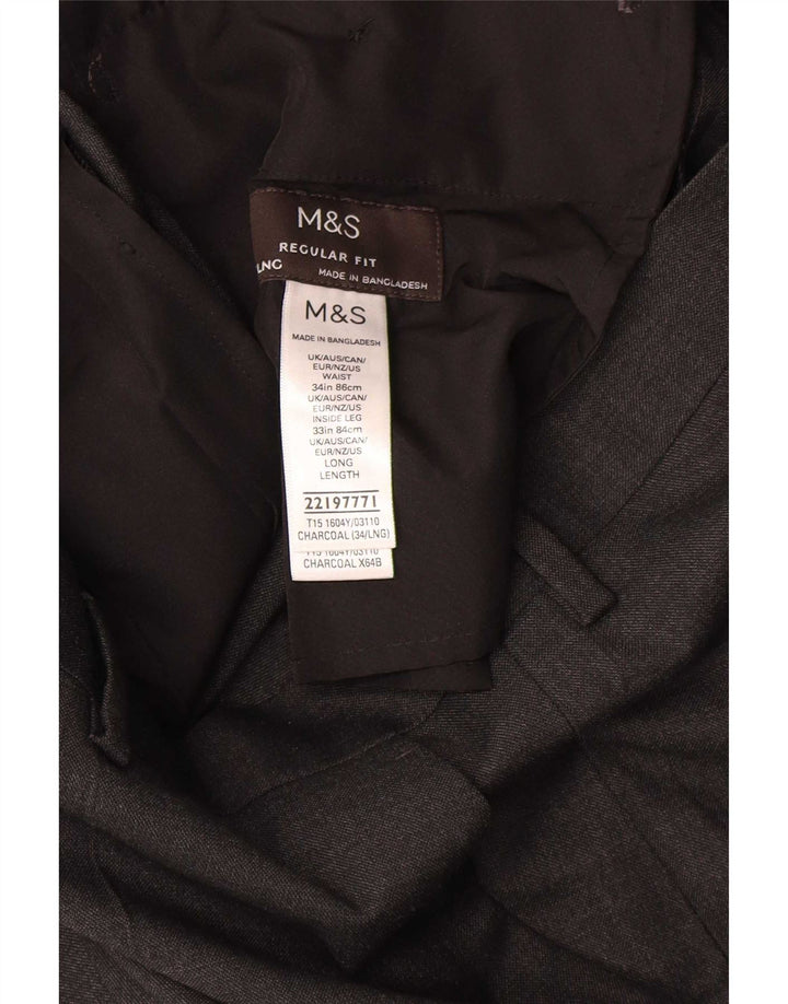 Marks & Spencer Pantalon de costume droit coupe droite pour homme W34 L33 Gris