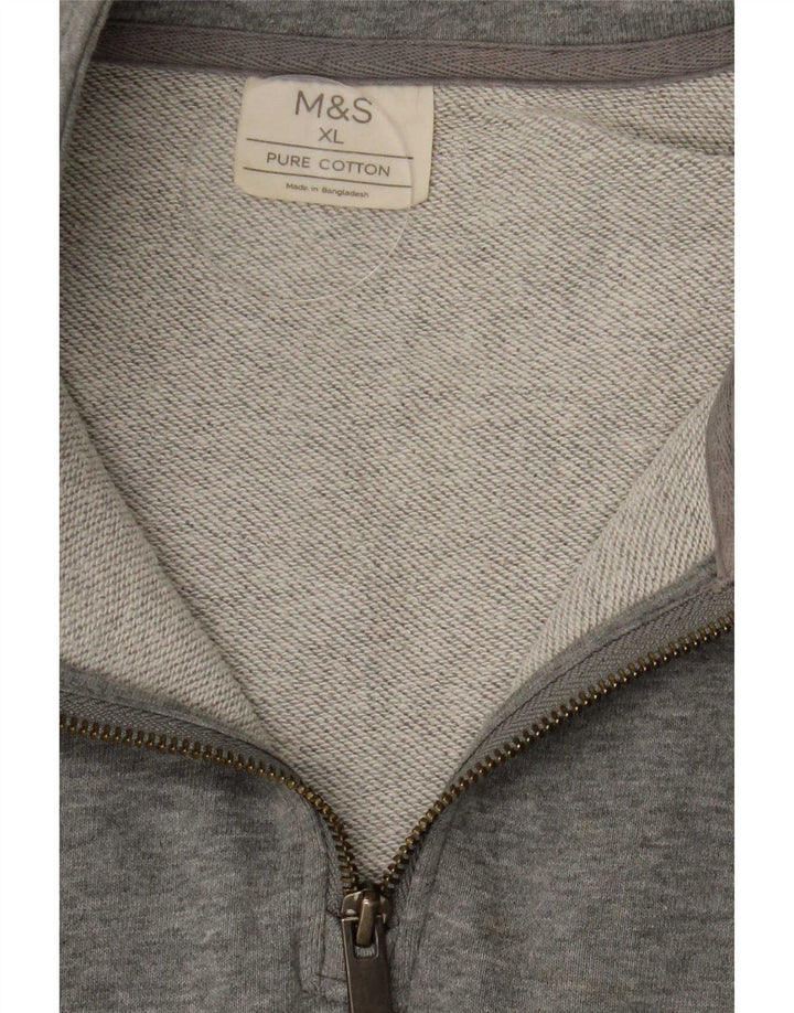 Marks & Spencer Sweat-shirt à col zippé pour homme XL Gris Coton