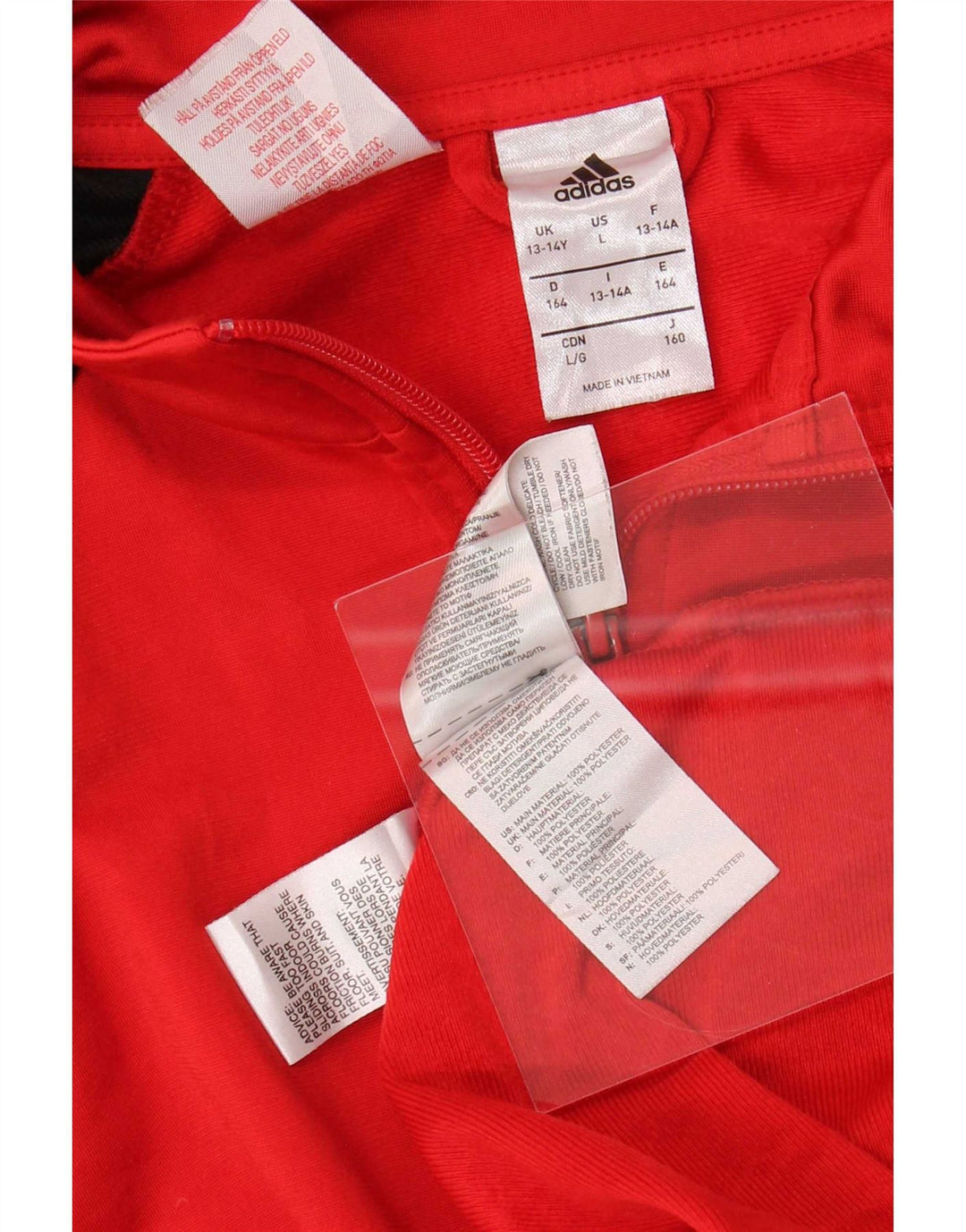 Adidas Veste de Survêtement Garçon 13-14 ans Rouge Colorblock Polyester