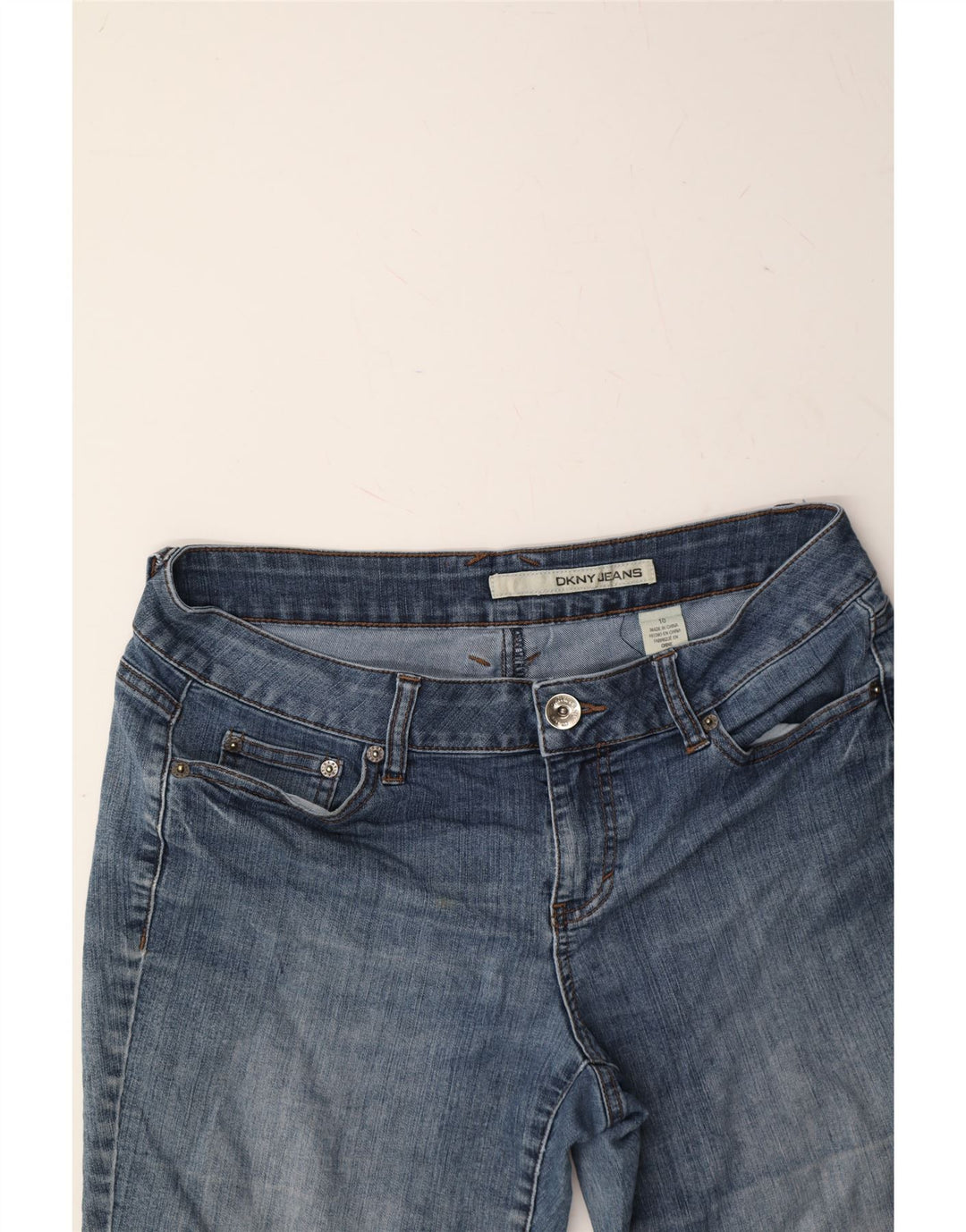 DKNY Womens Bermuda Denim Shorts US 10 Large W32  Blue Cotton Vintage Dkny and Second-Hand Dkny from Messina Hembry 
