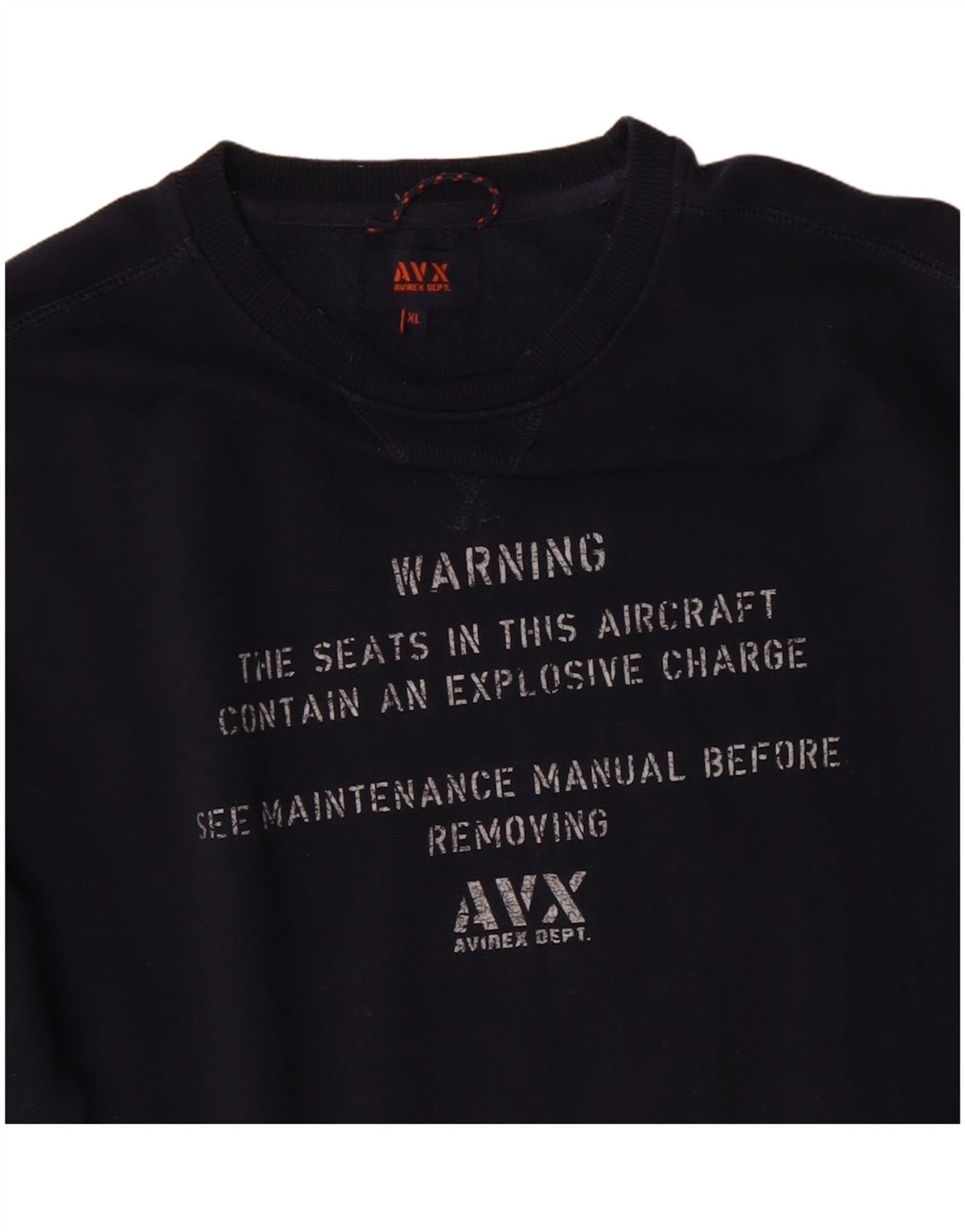 AVIREX Sweat-Shirt Graphique Homme XL Bleu Marine Coton