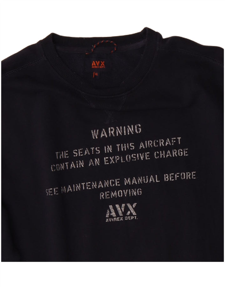 AVIREX Sweat-Shirt Graphique Homme XL Bleu Marine Coton