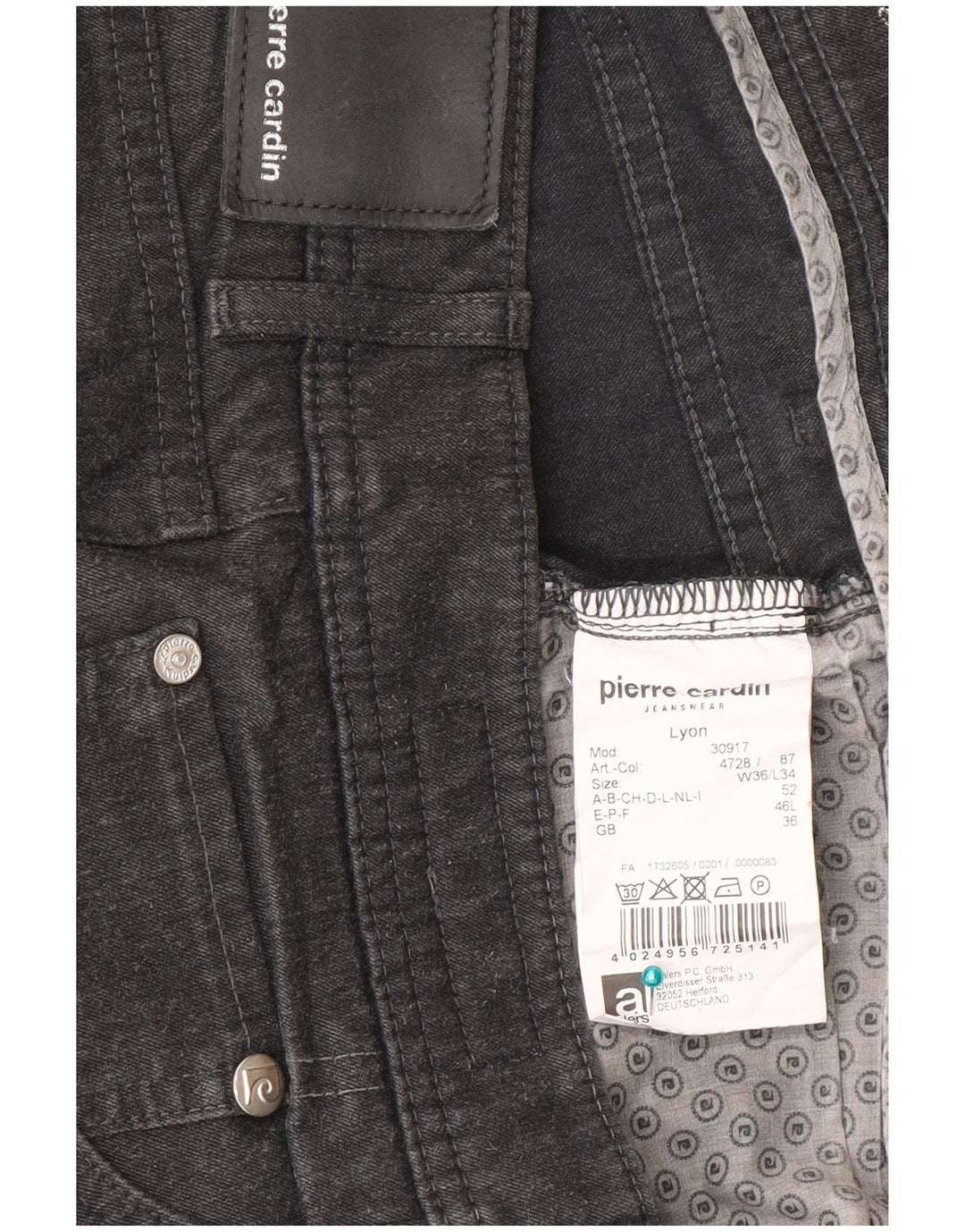 Pierre Cardin Jean droit homme W36 L34 gris polyester