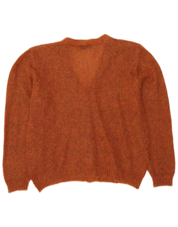 Vintage Womens Oversized Cardigan Sweater UK 10 Small Orange Mohair