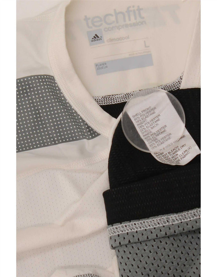 Adidas T-shirt de compression graphique pour homme, grand, blanc, color block