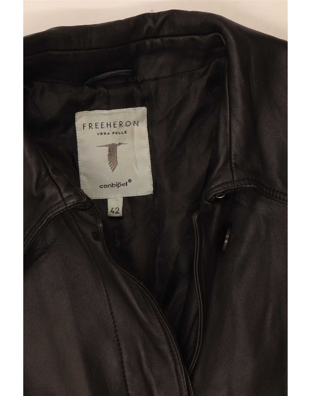 Conbipel Manteau En Cuir Free Heron Femme IT 42 Noir Moyen