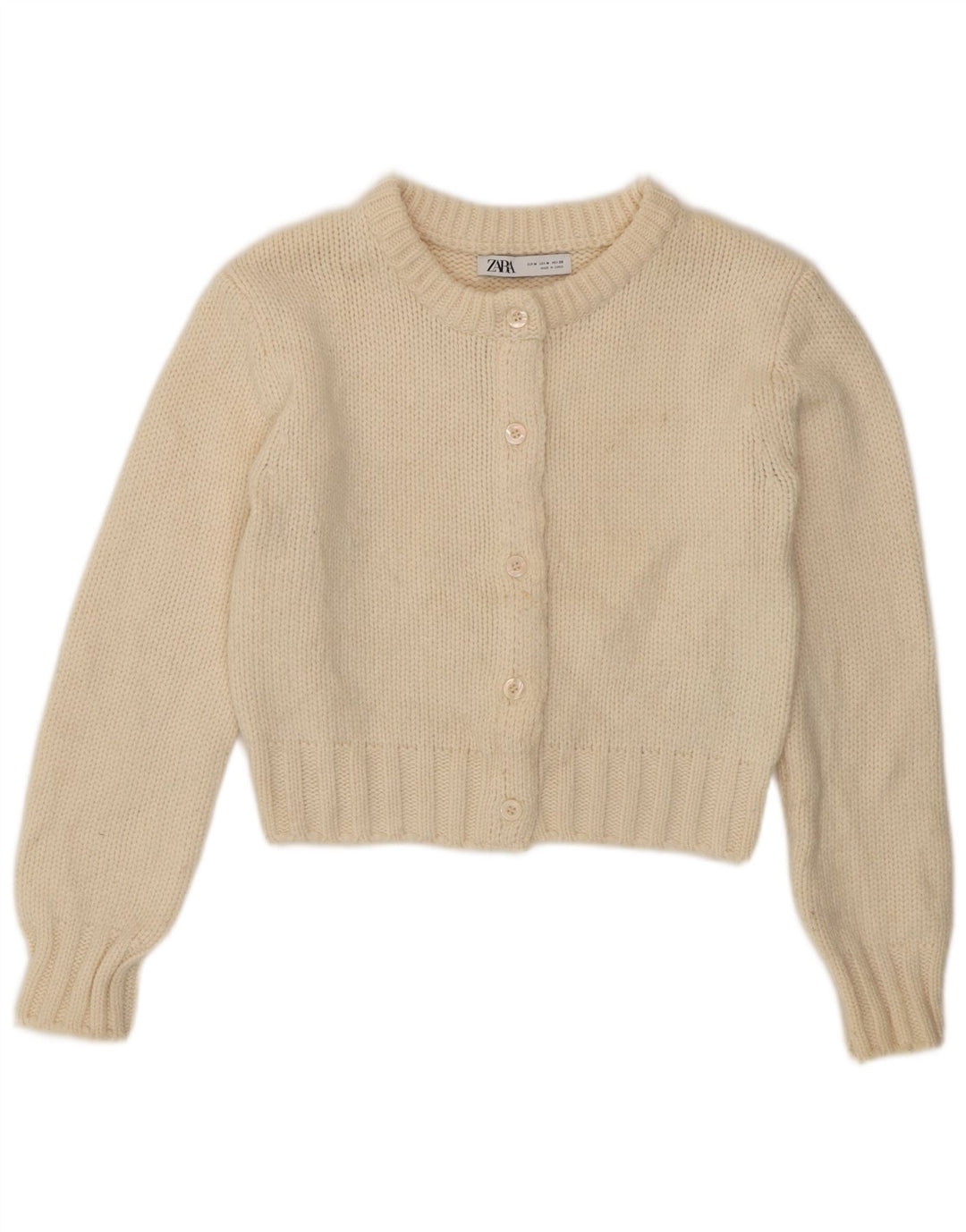 Zara Womens Crop Cardigan Sweater UK 12 Medium Off White Polyamide