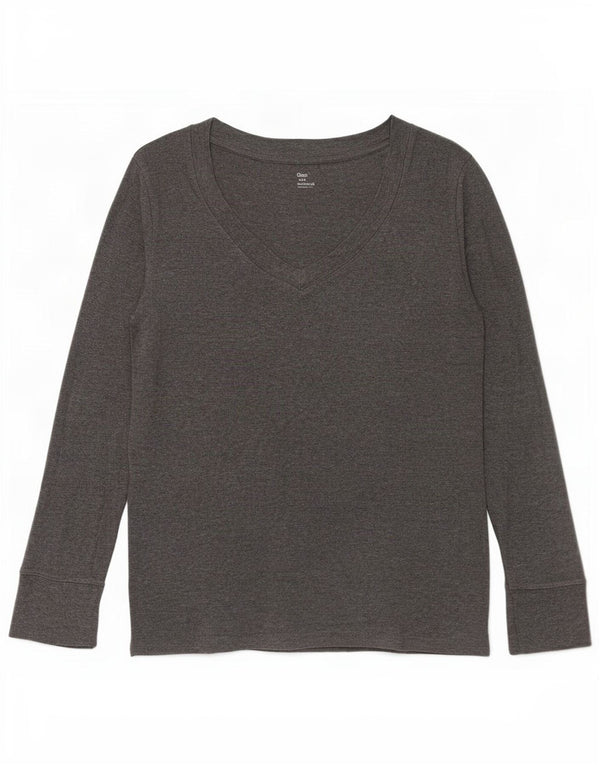 Gap Haut Femme Manches Longues UK 44 Large Gris Coton