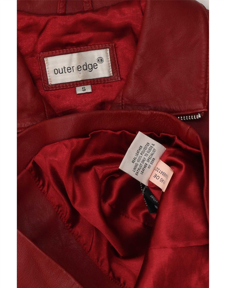 Veste en cuir Outer Edge pour femme UK 10 Small Rouge