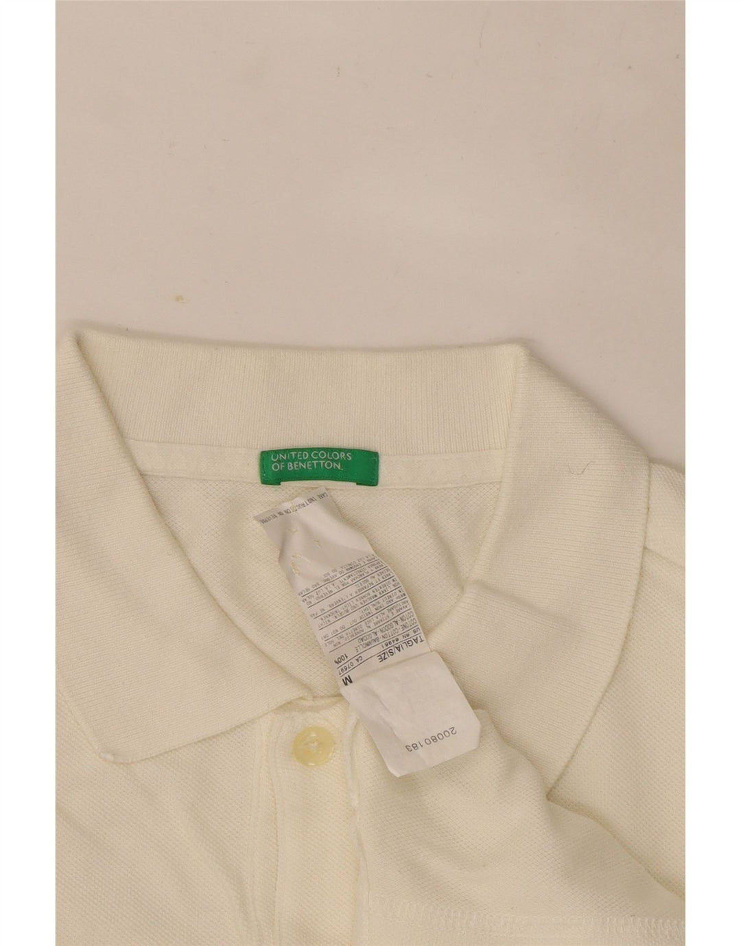 Benetton Polo à Manches Longues Homme Blanc Moyen Coton