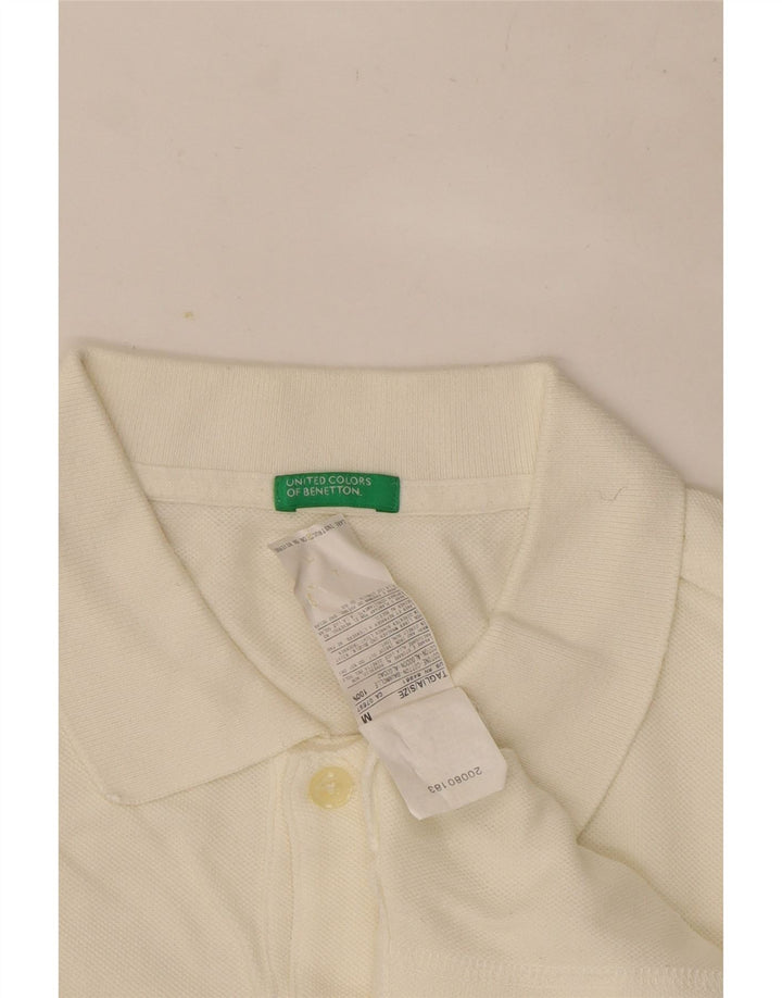 Benetton Polo à Manches Longues Homme Blanc Moyen Coton