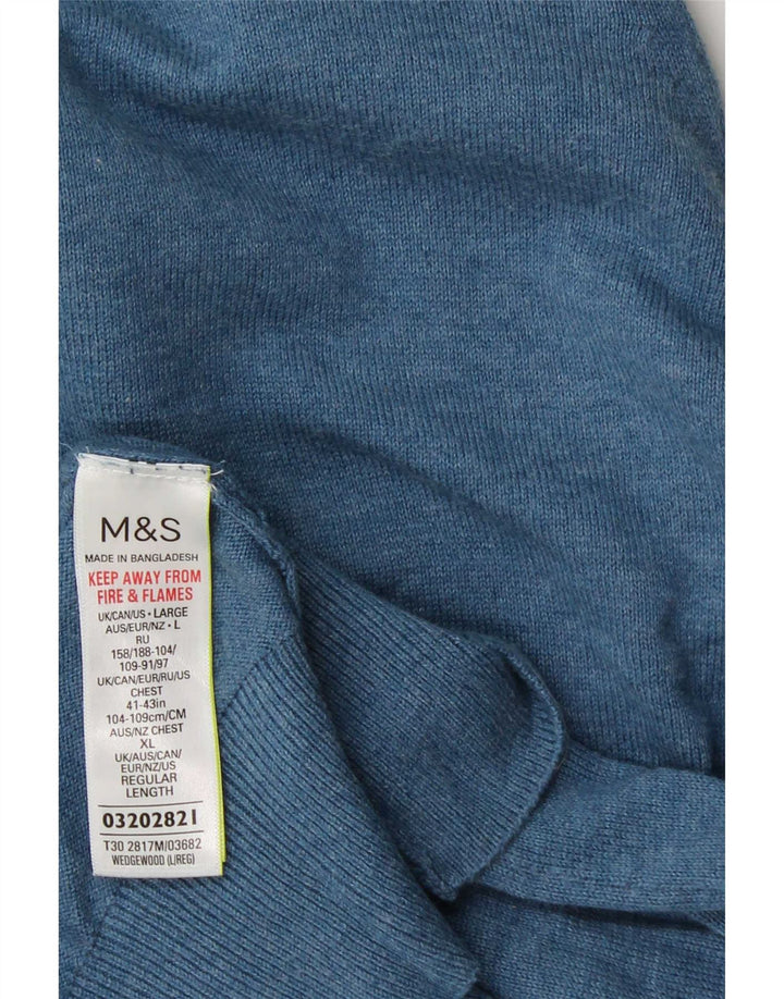Marks & Spencer Pull à col rond pour homme en coton bleu Taille L