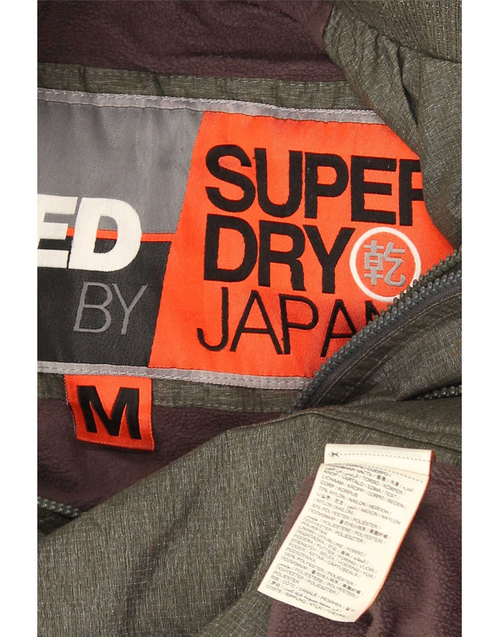 Superdry Veste coupe-vent à capuche pour hommes UK 38 Medium Khaki Nylon