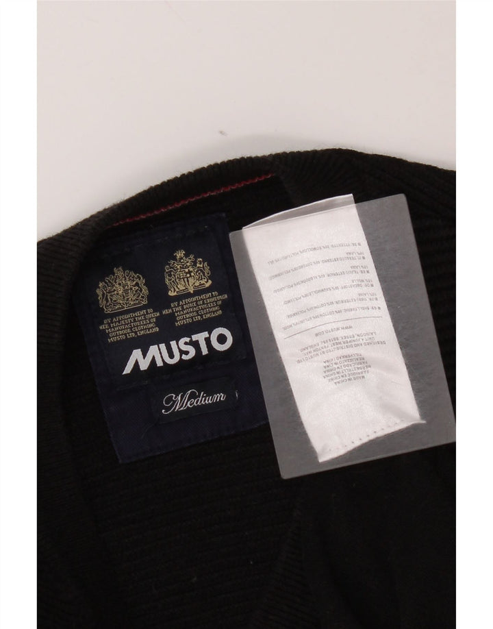 Musto Pull col V pour homme en coton noir moyen