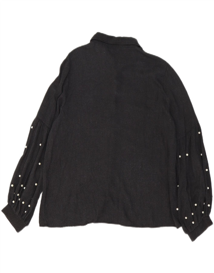 ZARA Chemisier surdimensionné pour femme UK 10 Small Gris Viscose