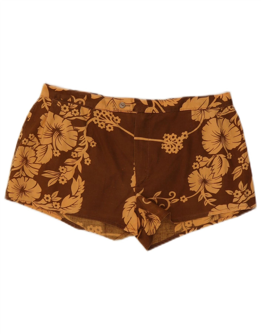 vintage Womens Hot Pants W32 Moyen Brun Floral