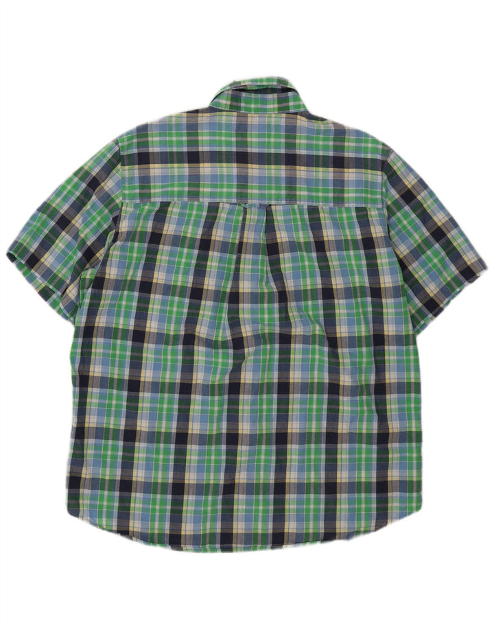 Chaps Chemise à manches courtes pour homme facile d'entretien en coton à carreaux verts