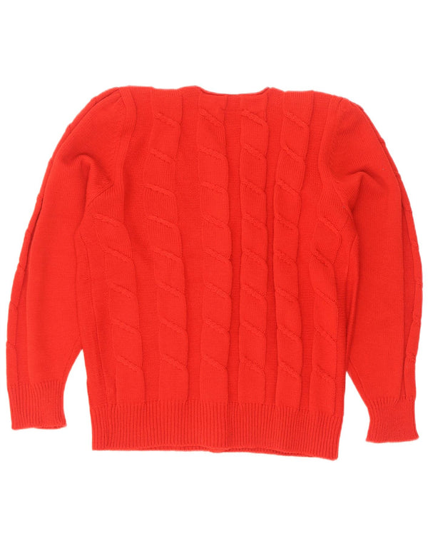 vintage Femme Cardigan Pull UK 14/16 Moyen Rouge Polyacrylique
