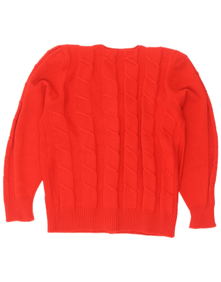 vintage Femme Cardigan Pull UK 14/16 Moyen Rouge Polyacrylique