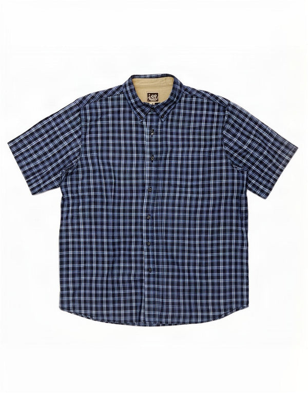 Lee Chemise à manches courtes pour homme 2XL en coton à carreaux bleu marine