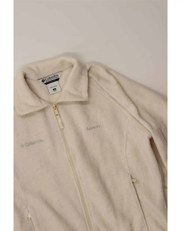 COLUMBIA Womens Fleece Jacket UK 14 Medium Off White Polyester Vintage Columbia and Second-Hand Columbia from Messina Hembry 