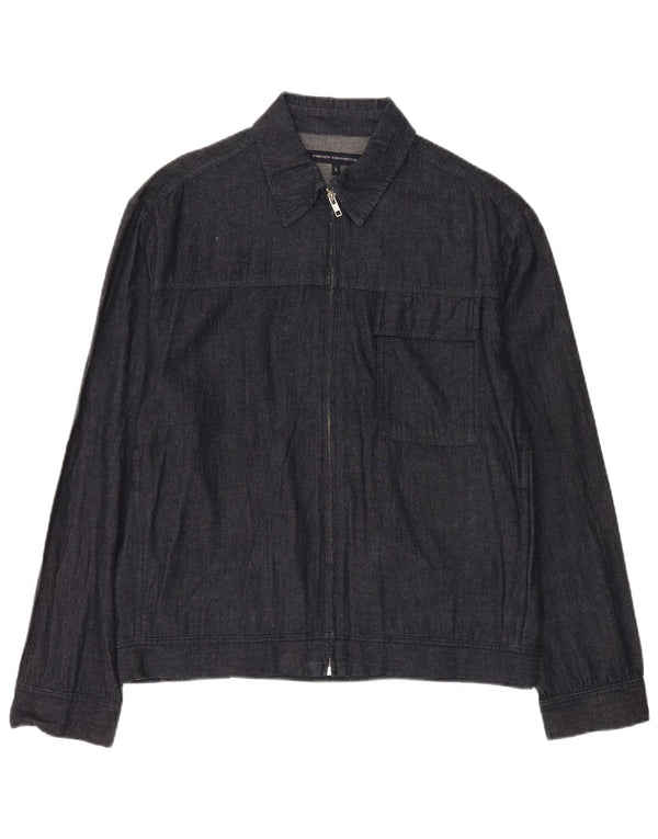 French Connection Veste bomber en jean pour homme UK 40 Large Bleu marine en coton