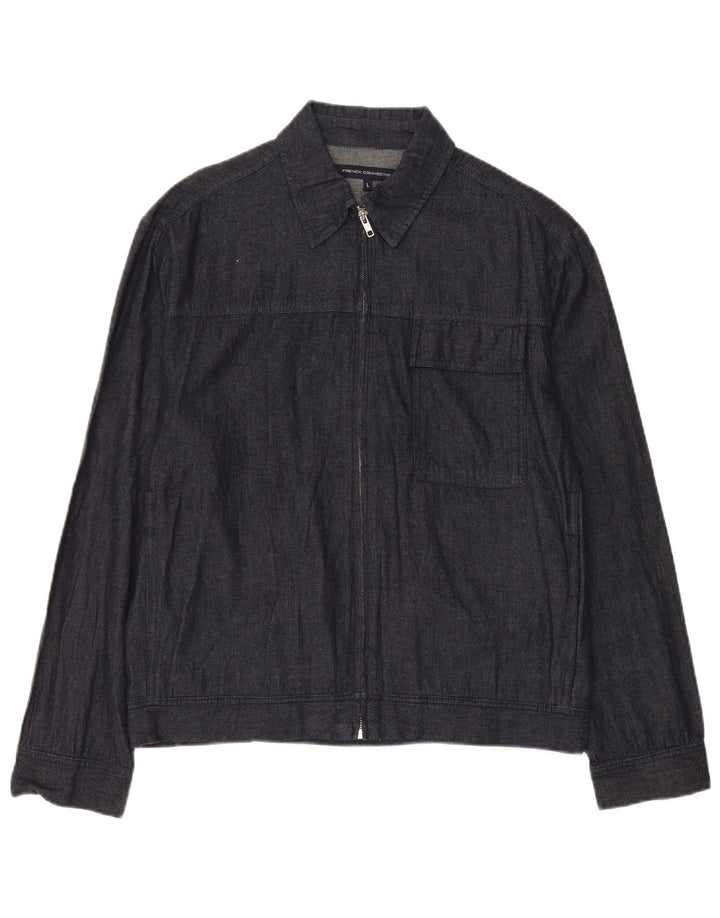 French Connection Veste bomber en jean pour homme UK 40 Large Bleu marine en coton