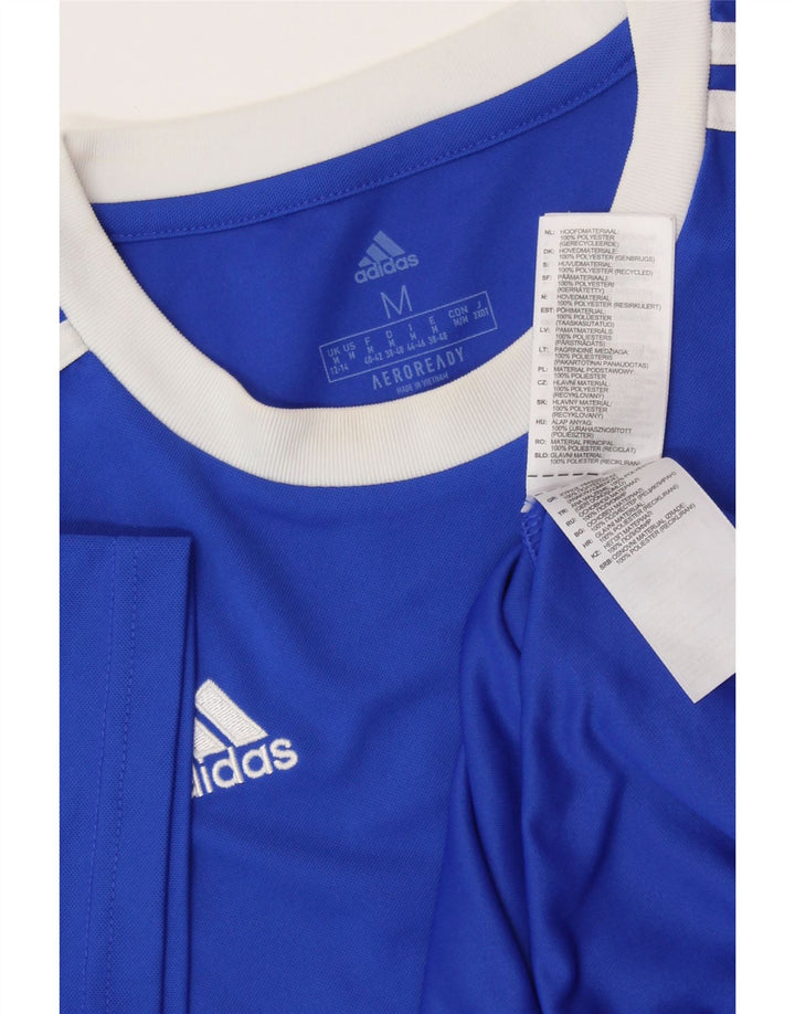 ADIDAS Femmes Aeroready T-Shirt Top UK 12/14 Bleu Moyen Polyester