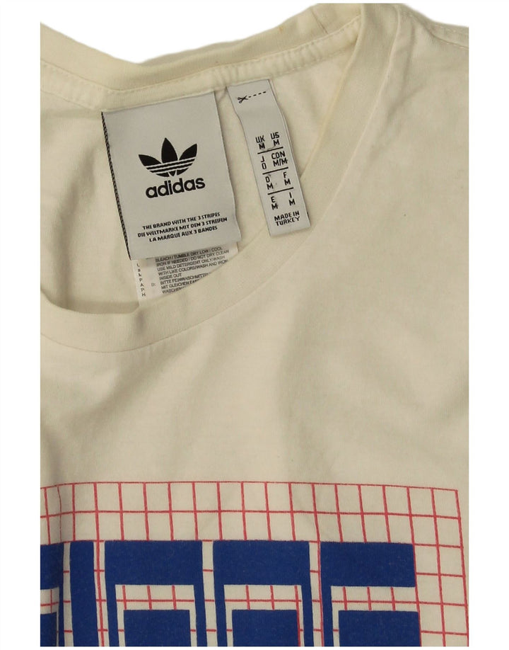 Adidas T-shirt graphique pour homme en coton blanc cassé moyen