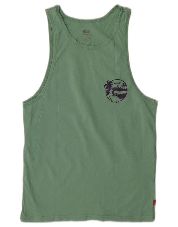 Levi's Débardeur Graphique Femme UK 6 XS Vert Coton