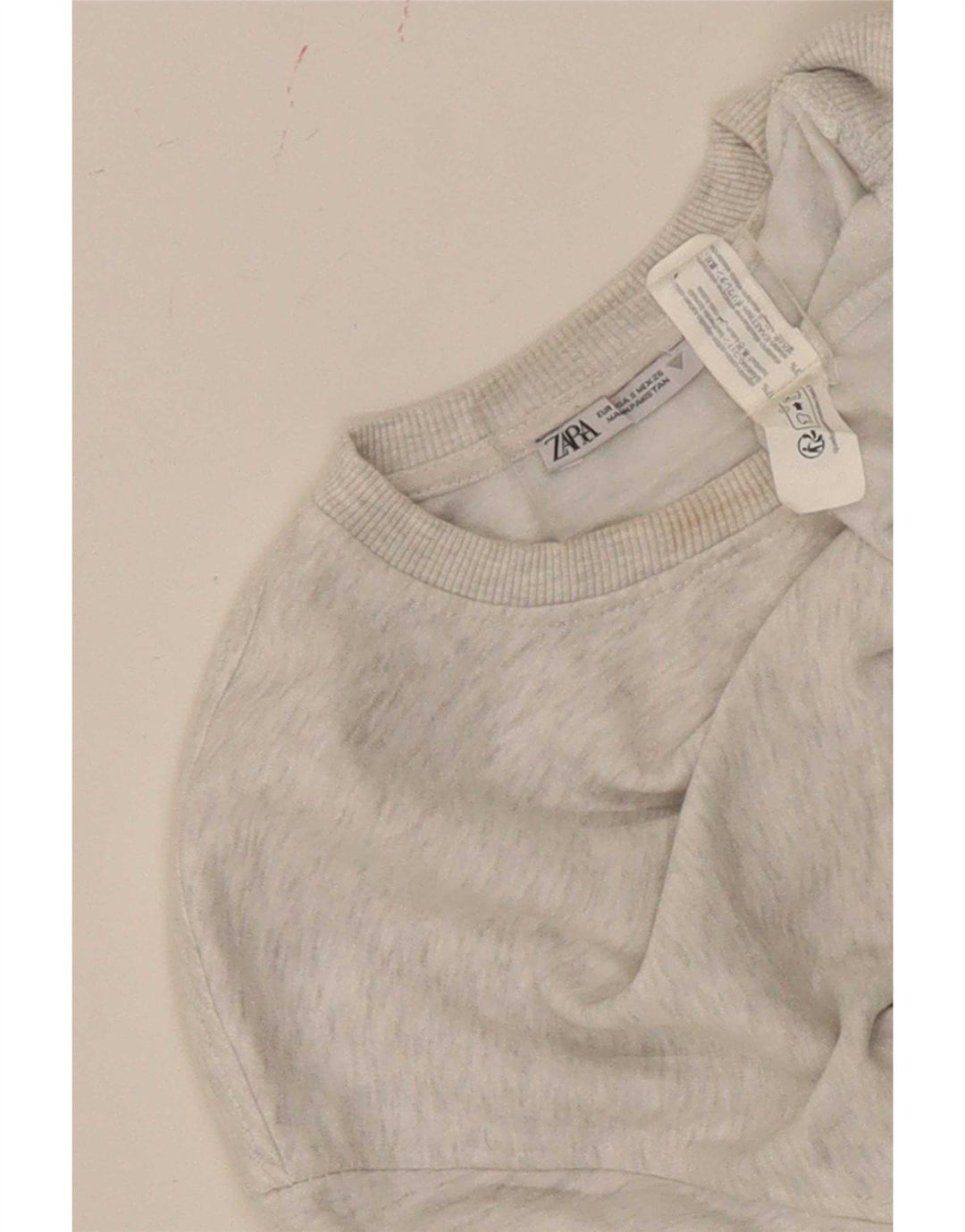 Zara Femme Sweat-shirt court surdimensionné UK 10 Petit Gris Moucheté