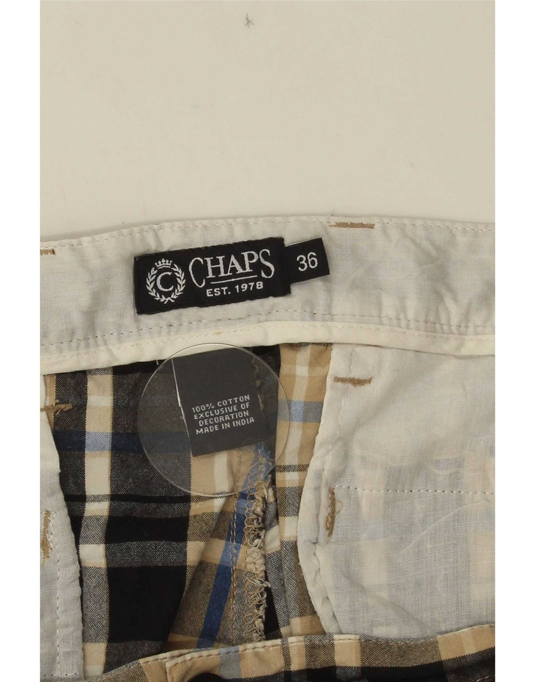 Chaps Short Chino Homme W36 Grand Coton à Carreaux Multicolore