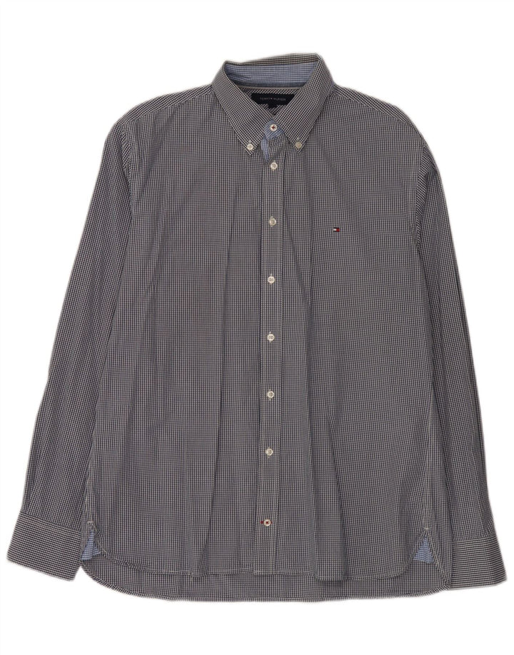 Tommy Hilfiger Chemise sur mesure pour homme Grand coton vichy bleu