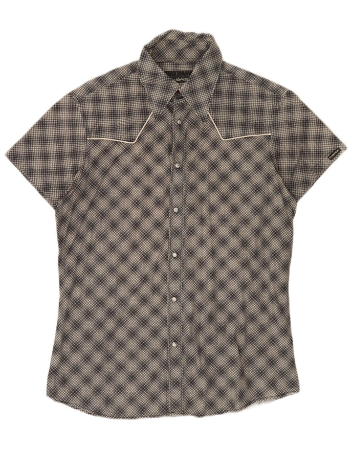 ENERGIE Chemise à Manches Courtes Homme Grand Carreau Gris Coton