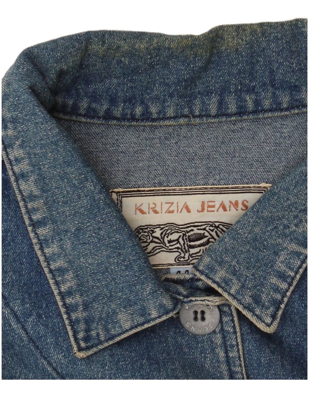 KRIZIA JEANS Veste en jean courte surdimensionnée pour femme IT 44 Bleu moyen fleuri