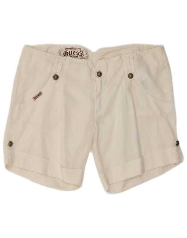 Guess Short décontracté W31 pour femme, Ramie blanc moyen
