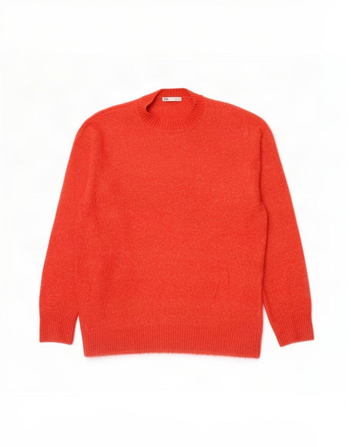 Zara Pull Col Rond Homme Orange Moyen