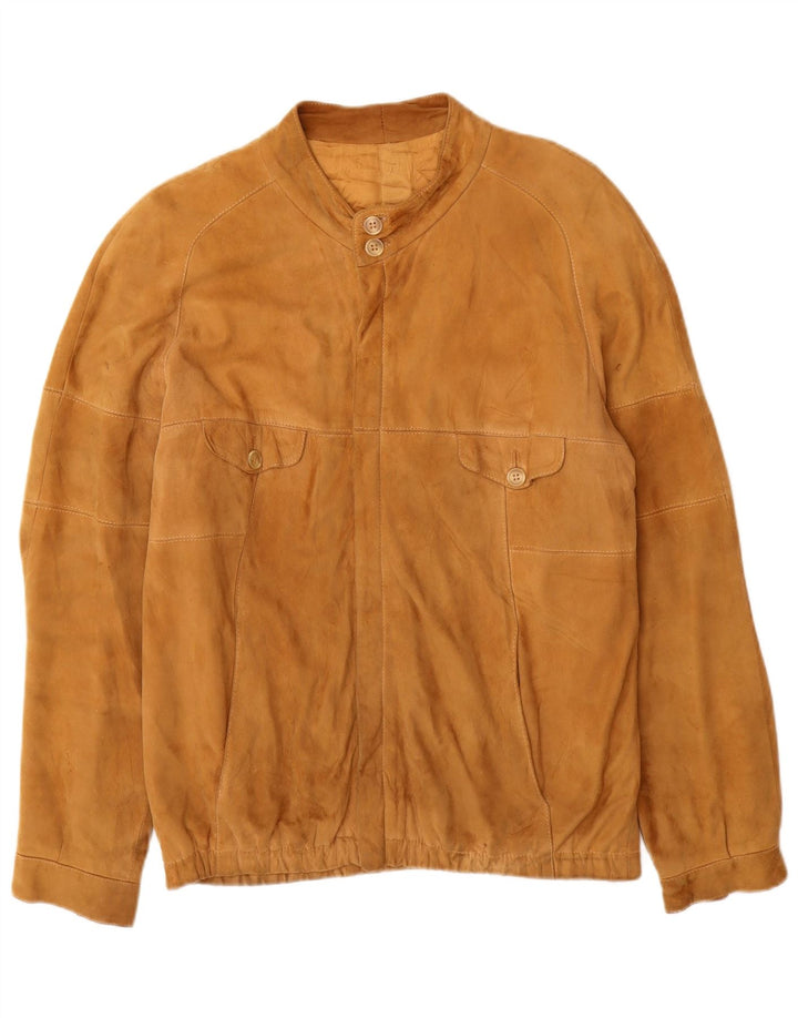 vintage Mens Suede Bomber Jacket UK 38 Brun Moyen