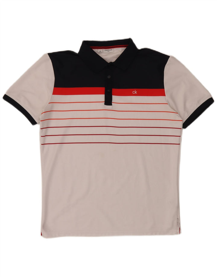 Calvin Klein Polo Homme Grand Blanc Colorblock Polyester