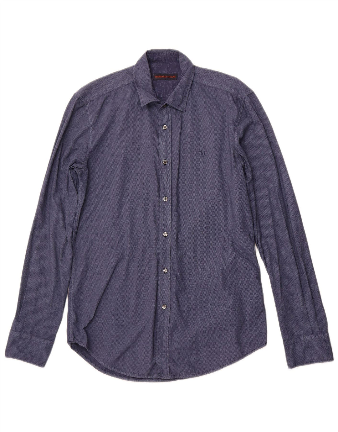 TRUSSARDI JEANS Chemise homme taille 38 bleu marine moyen coton géométrique