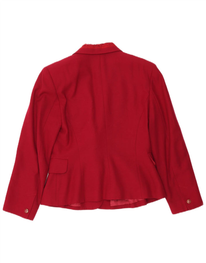 Veste Blazer Double Boutonnage Femme Vintage IT 42 Laine Bordeaux Moyenne